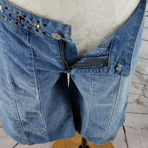 Zoey Beth jeweled wide‎ leg capris bermuda denim jean size 5 shorts - Picture 7 of 8
